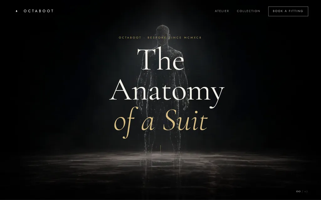 OCTABOOT — The Anatomy of a Suit homepage — Bespoke tailoring, told in eight movements