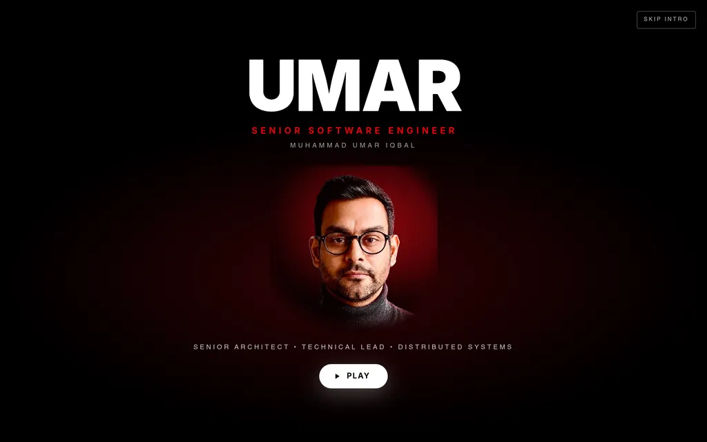 UMAR — THE SERIES homepage — A Netflix-style interactive resume